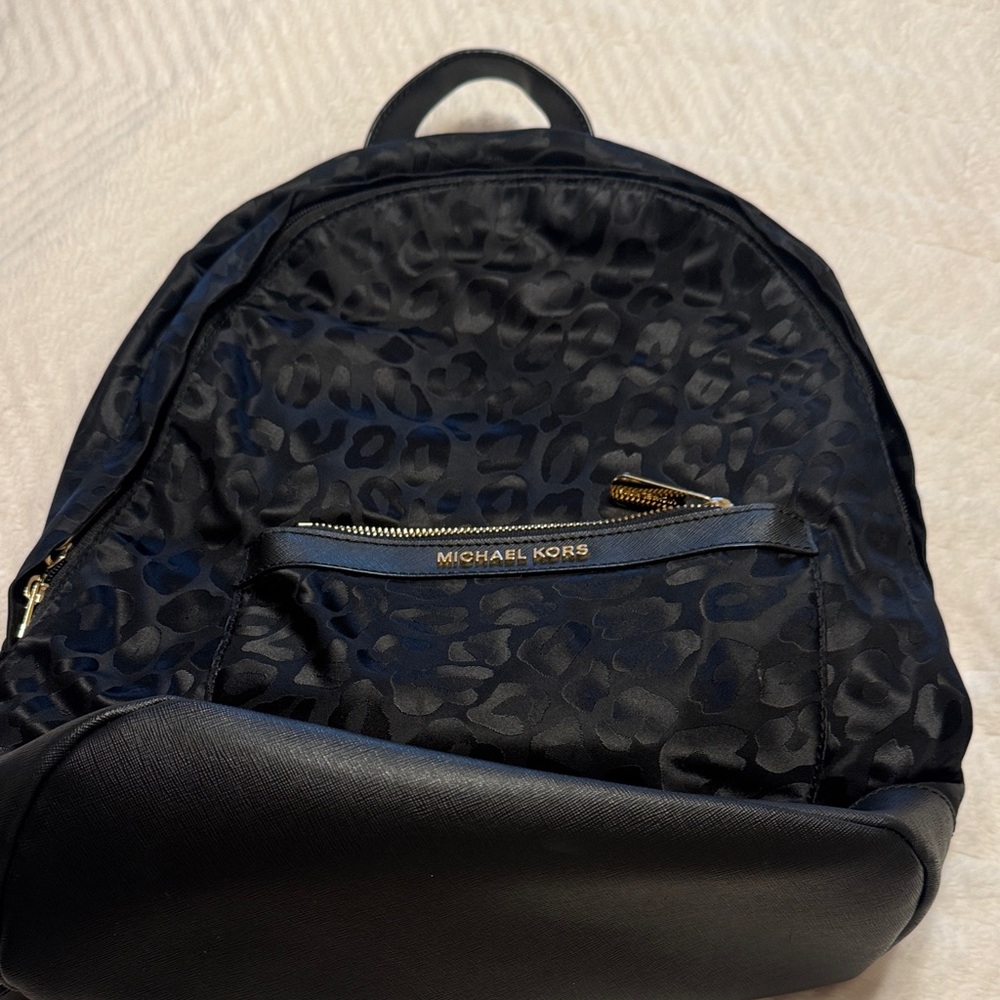 Michael Kors Midnight Black Leopard Backpack